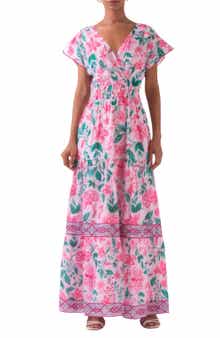 Smocked Floral Cotton Maxi Dress