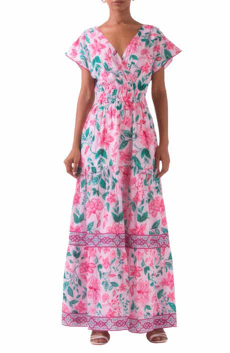 Smocked Floral Cotton Maxi Dress