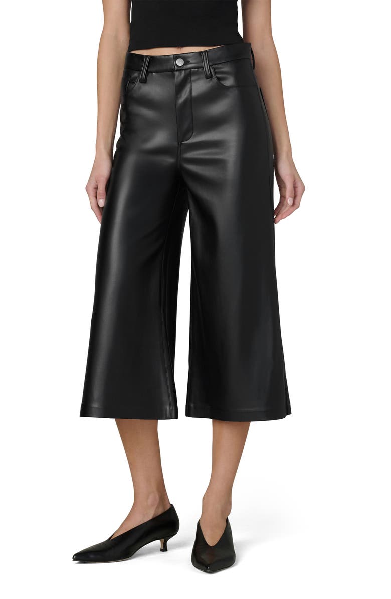 Joe's Jeans The Culotte Faux Leather Crop Wide Leg Jeans, Main, color, Black