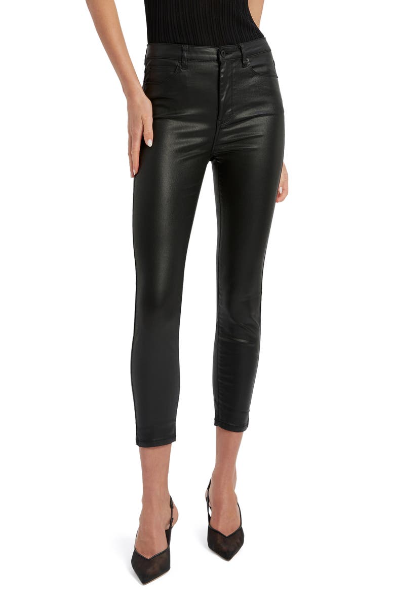 Bardot Khloe Coated High Waist Crop Skinny Jeans, Main, color, Black