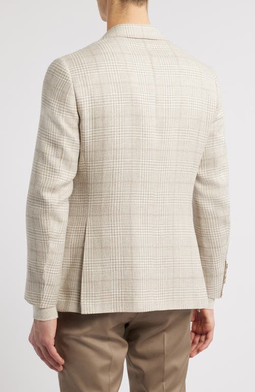 Canali Capri Trim Fit Plaid Wool & Linen Blend Sport Coat In Beige