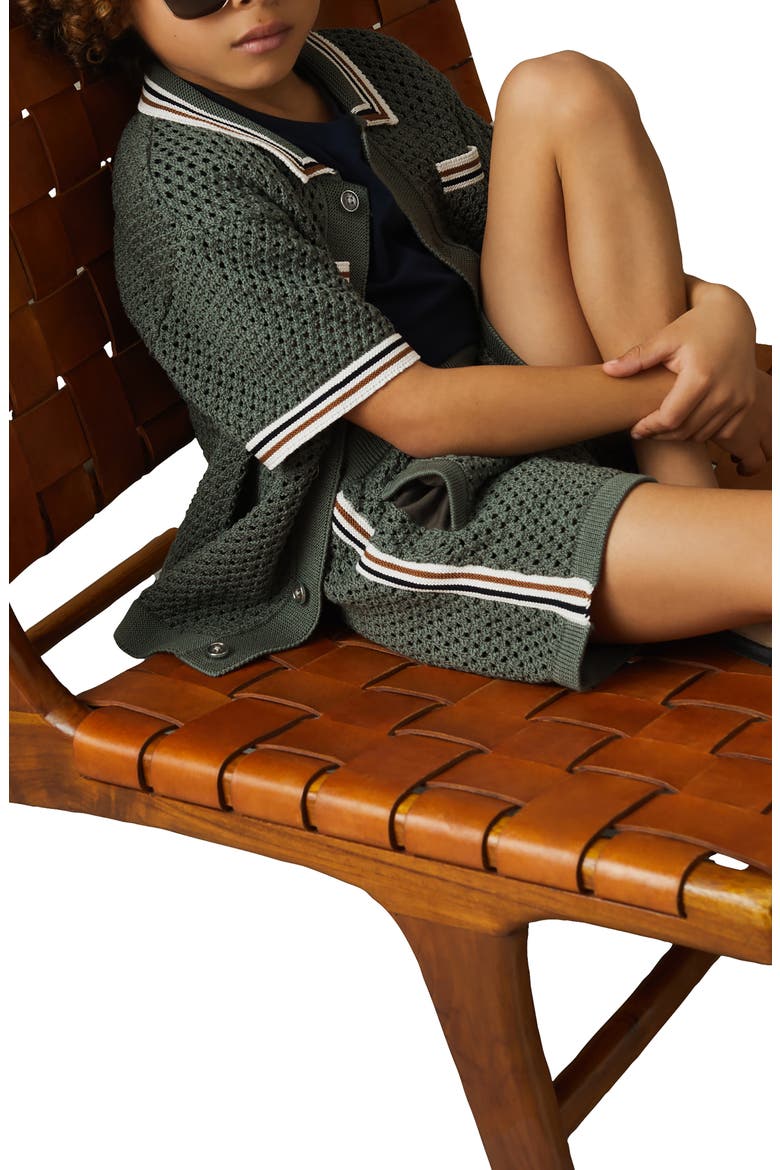 Kids' Creek Sr. Open Stitch Knit Shorts, Alternate, color, DARK SAGE