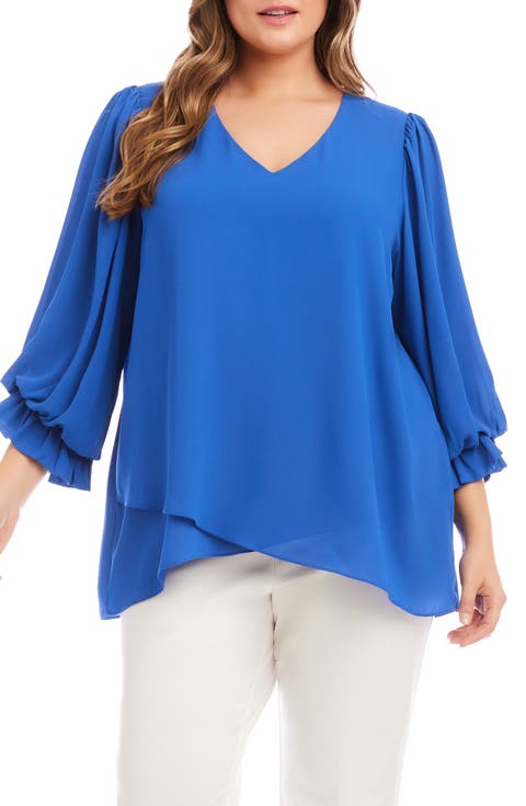 Asymmetric Hem Balloon Sleeve Top