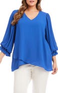 Karen Kane Asymmetric Hem Balloon Sleeve Top