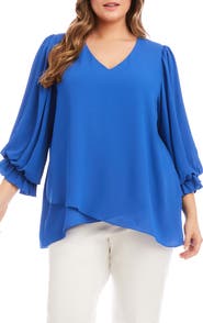 Karen Kane Asymmetric Hem Balloon Sleeve Top