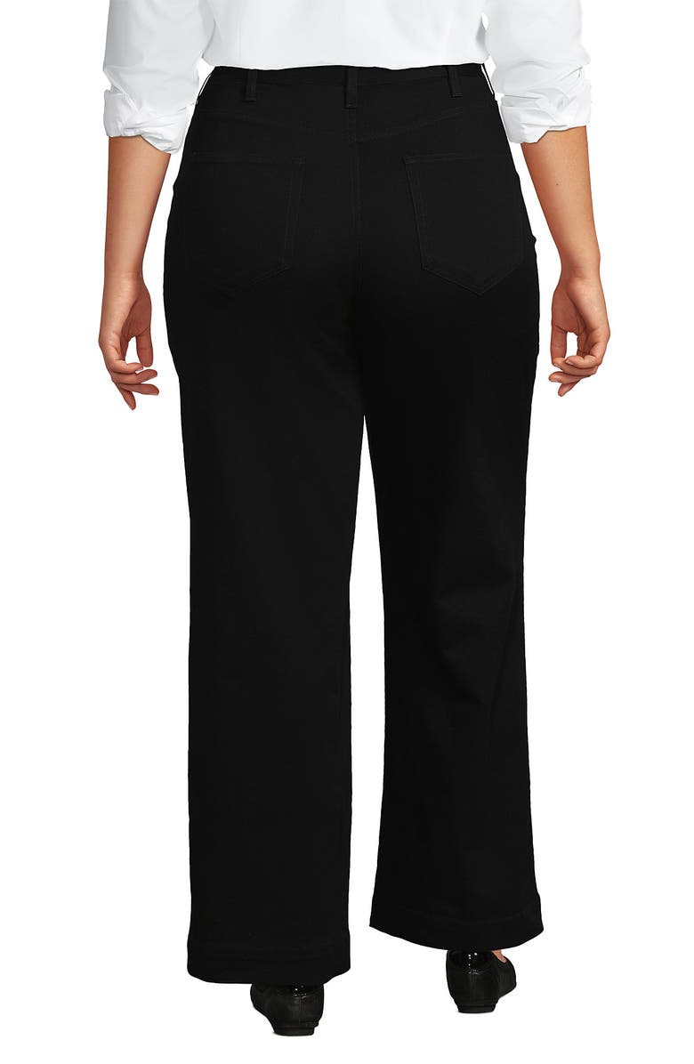 Lands' End High Rise 5 Pocket Wide Leg Chino Pants, Alternate, color, Black