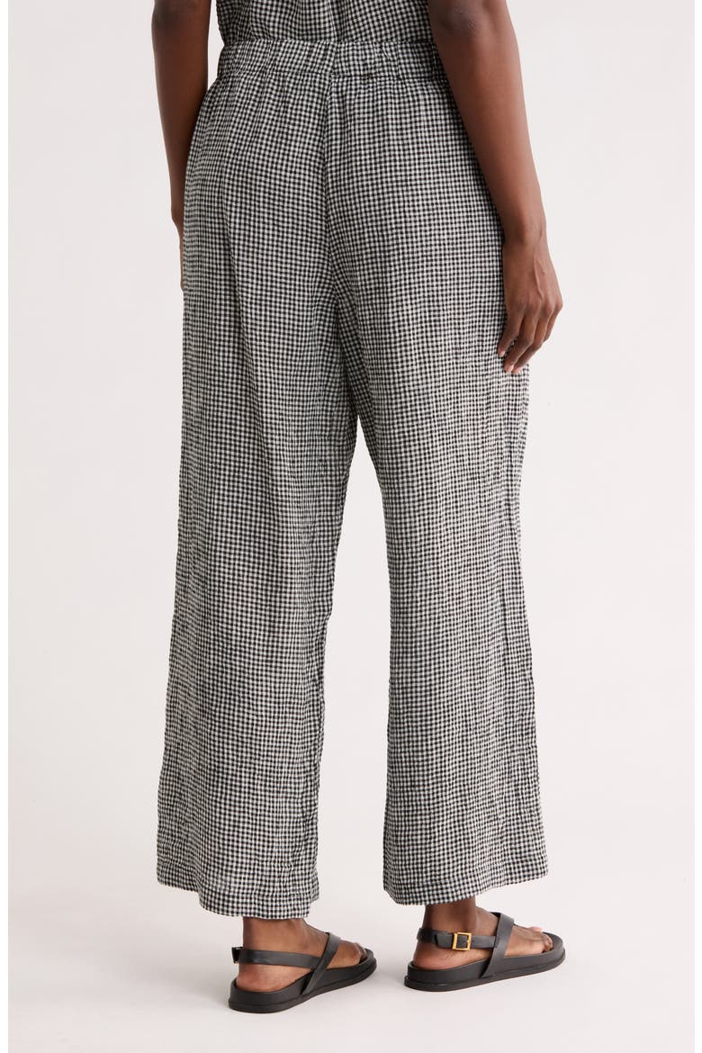 Gingham Wide Leg Organic Cotton Pants, Alternate, color, BLACK/ WHITE