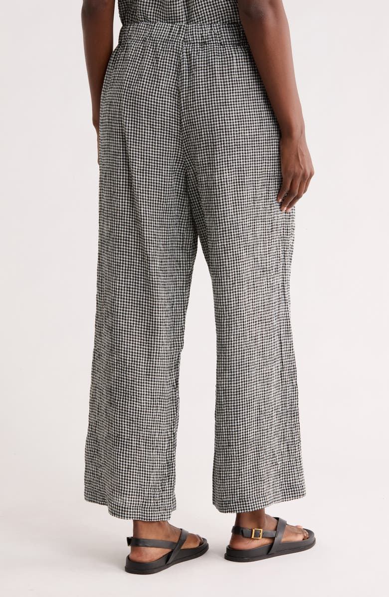 Eileen Fisher Gingham Wide Leg Organic Cotton Pants, Alternate, color, Black/ White