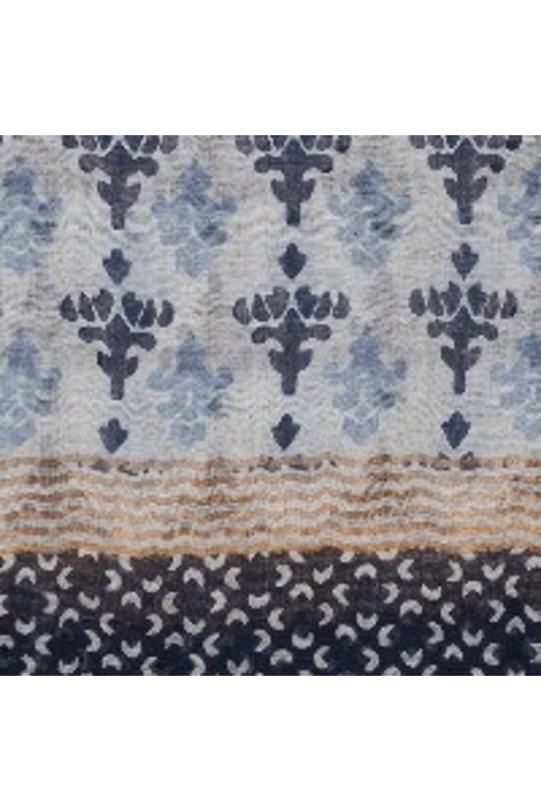 Hand Printed Silk Blend Scarf, Alternate, color, Navy Blue