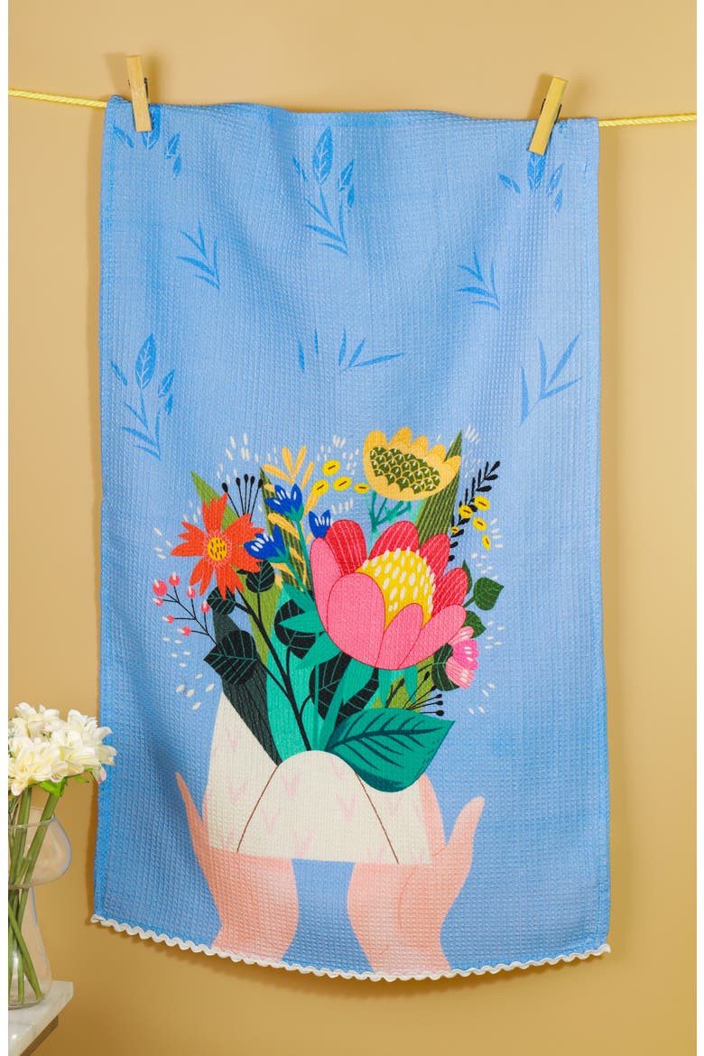 Sweet Wishes Set of 3 Kitchen Towels, Alternate, color, PINK/ PURPLE/ BLUE