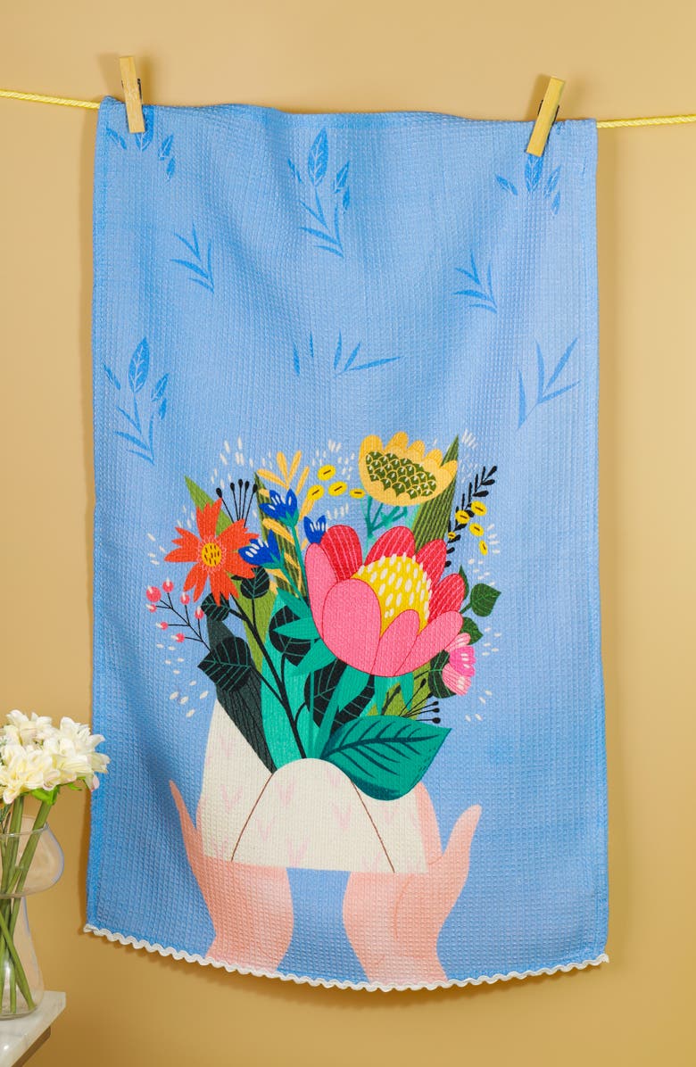 Tiramisu Sweet Wishes Set of 3 Kitchen Towels, Alternate, color, Pink/ Purple/ Blue