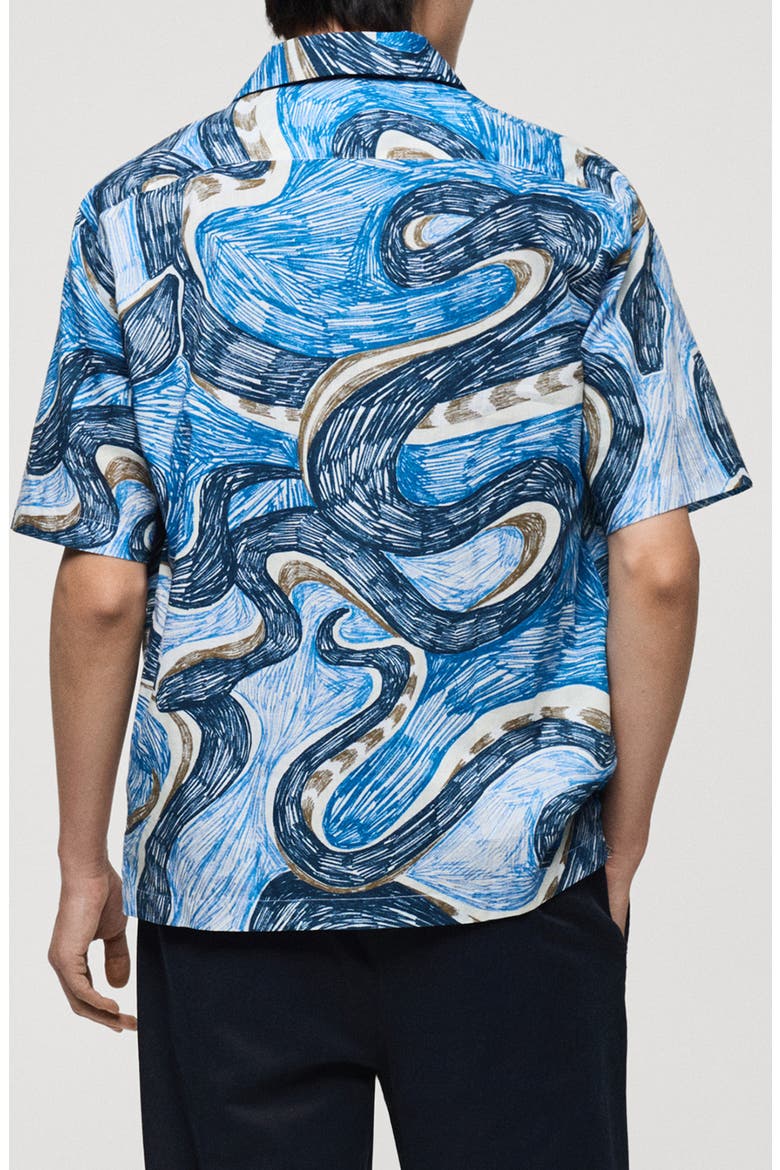 Regular Fit Print Camp Shirt, Alternate, color, BLUE