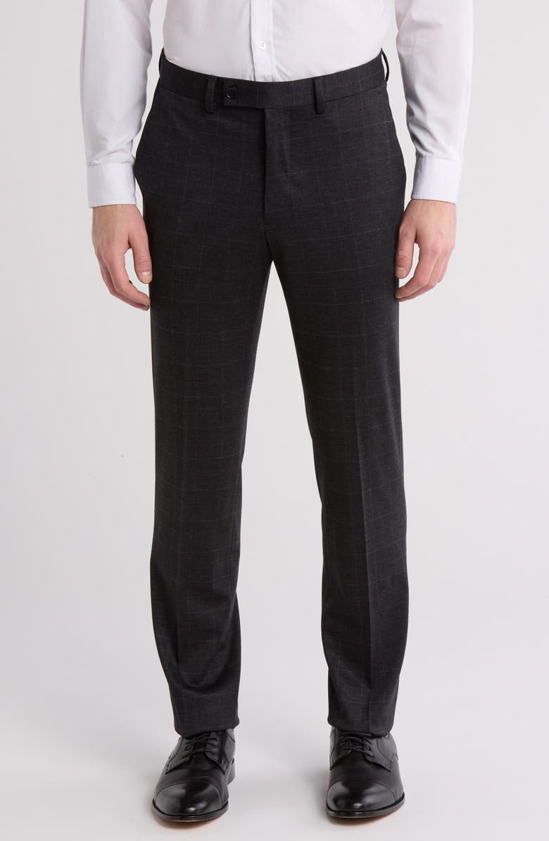 Victor Emmanuel Windowpane Performance Woven Dress Pants, Main, color,