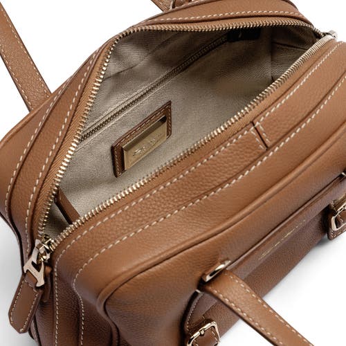 Santoni Light Brown Leather Handbag In Brown