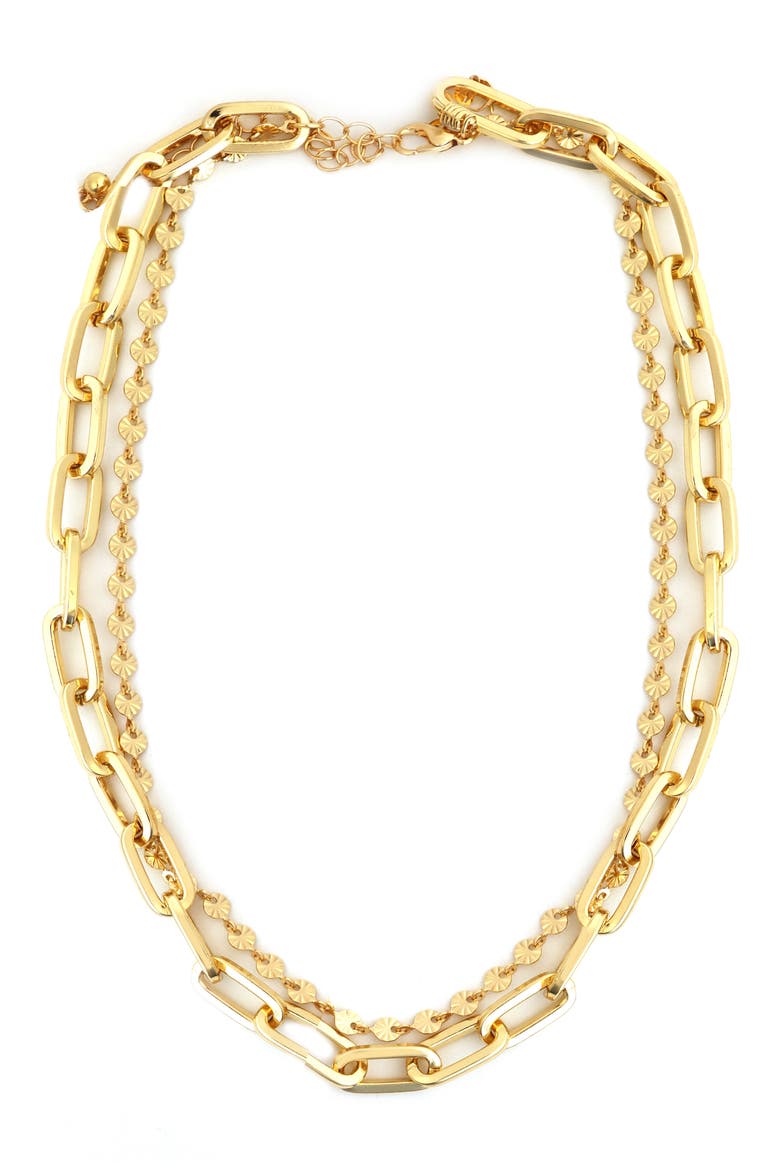 Mixed Chain Double Row Necklace, Main, color, GOLD
