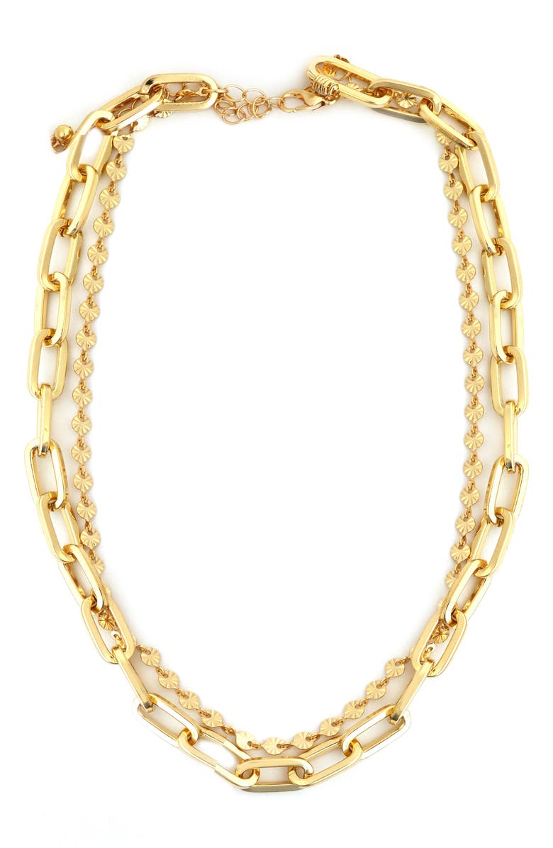 Panacea Mixed Chain Double Row Necklace, Main, color, Gold