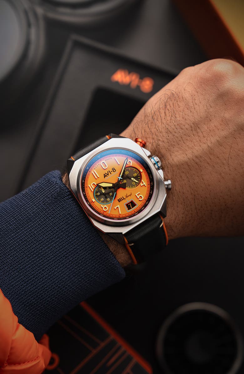 AVI-8 Bell X-1 Machbuster Chronograph Watch, 41mm, Alternate, color, Orange