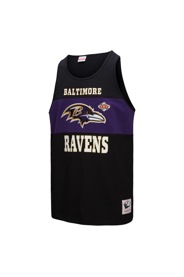Men's Mitchell & Ness Black Baltimore Ravens Retro Colorblock Tank Top, Alternate, color, Black