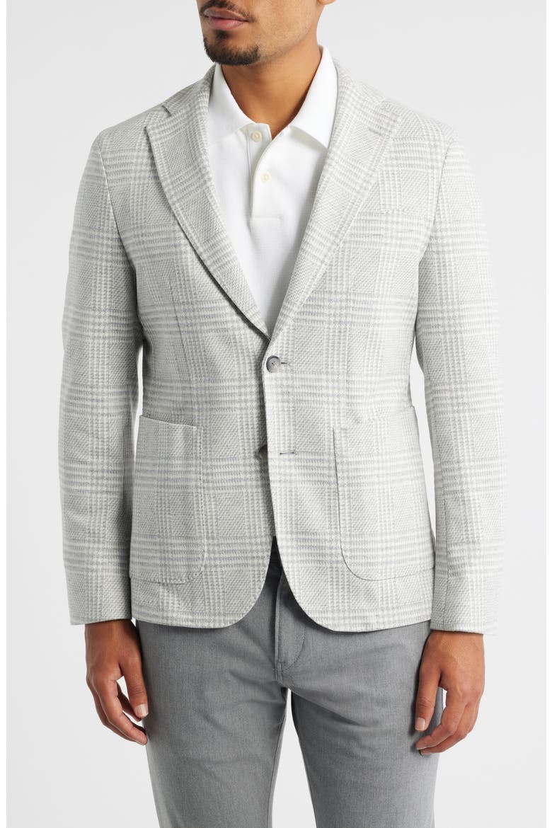 Hanry Slim Fit Light Grey Glen Check Knit Sport Coat, Main, color, SILVER