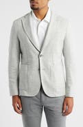 BOSS Hanry Slim Fit Light Grey Glen Check Knit Sport Coat