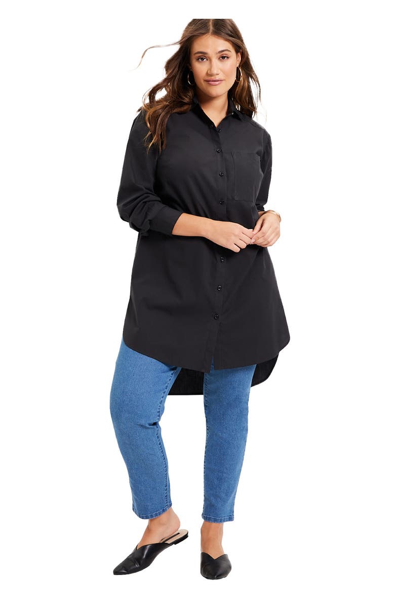June + Vie Poplin La Vie Max Tunic, Main, color, Black