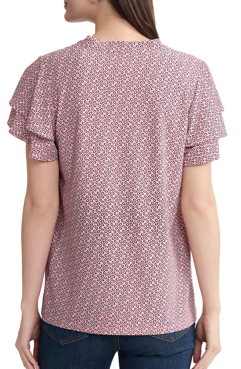 Jones New York Floral Flutter Sleeve Top, Alternate, color, Coral Canyon Multi