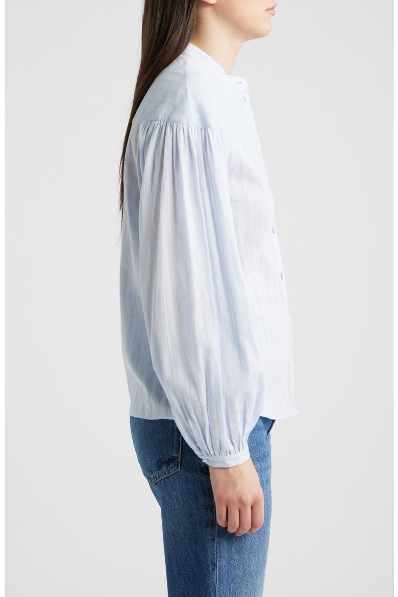 Bilmant Embroidered Stripe Cotton Muslin Button-Up Shirt, Alternate, color, LT PAST/BU