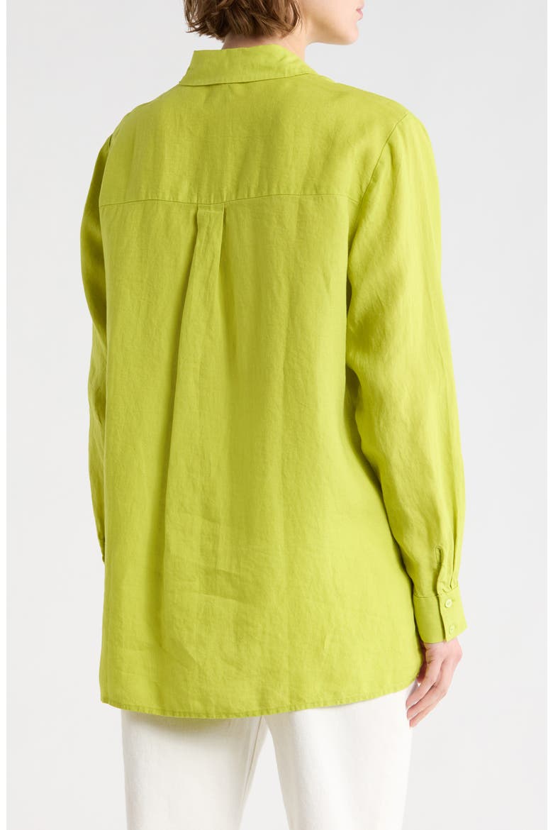 Classic Collar Organic Linen Button-Up Shirt, Alternate, color, CHRTS