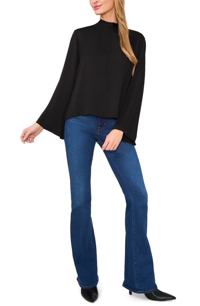 Ted Baker Flowy Long Sleeve Georgette Top, Alternate, color, Rich Black