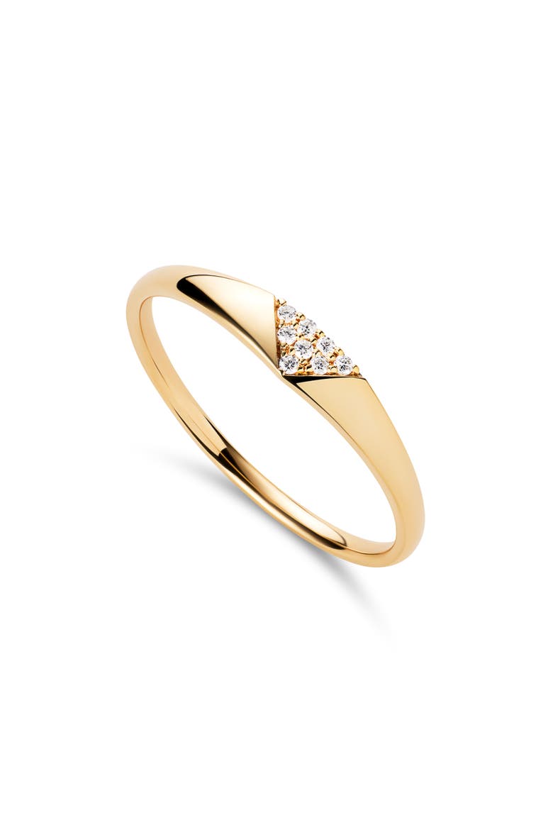 Solid Yellow Gold - Trillion Diamond Signet Ring, Main, color, Gold