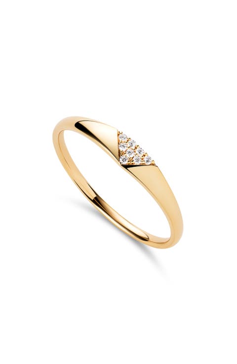 Solid Yellow Gold - Trillion Diamond Signet Ring