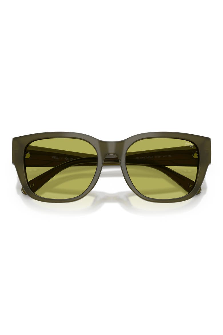 53mm Square Sunglasses, Alternate, color, SOLID GREEN / LIGHT GREEN