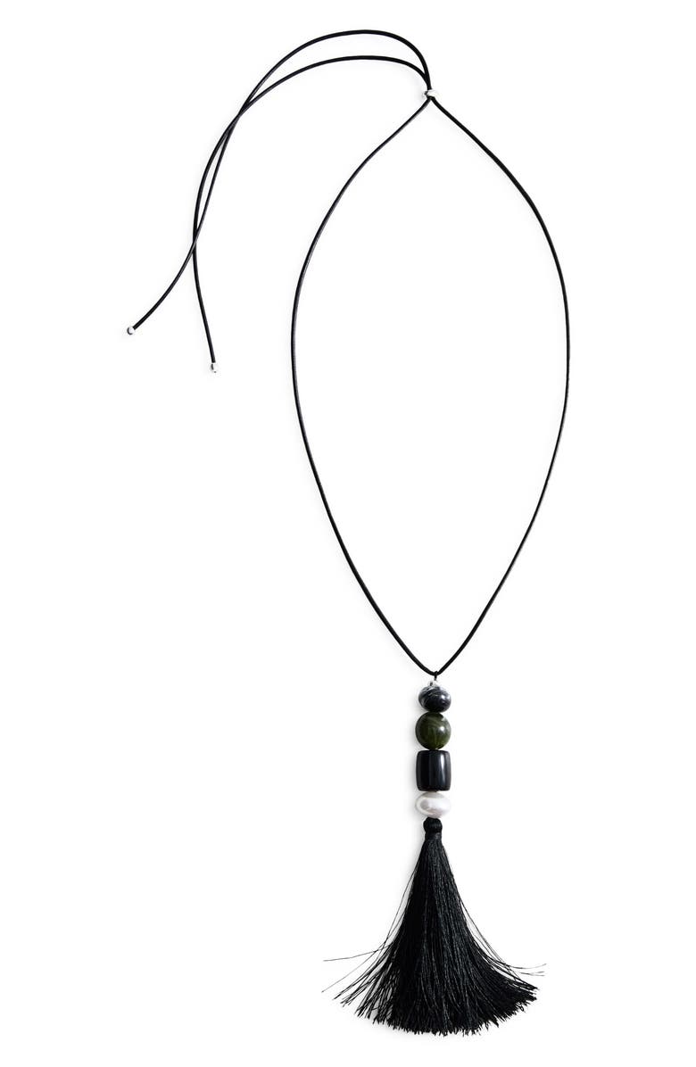 MANGO Fringe Bead Necklace, Main, color, 