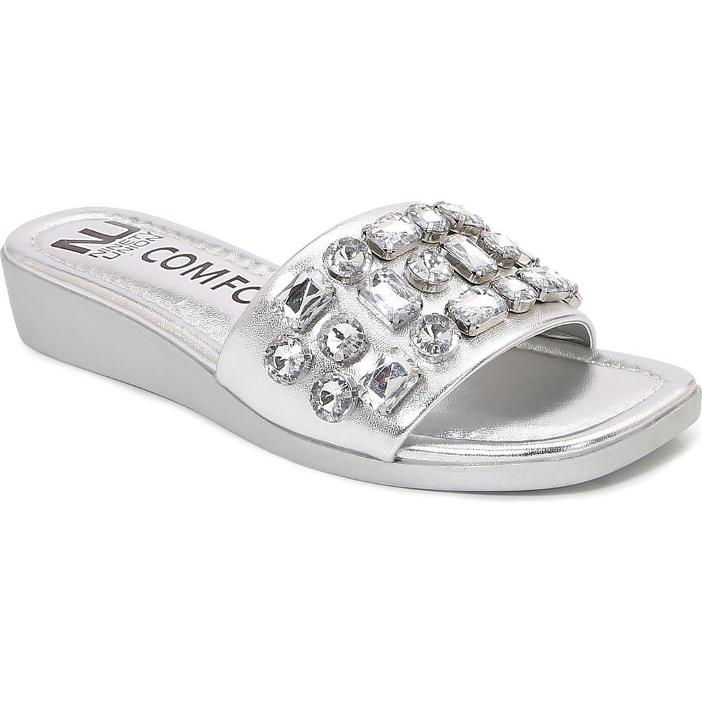 Ninety Union Jewel Ornament Slide Sandal In Silver