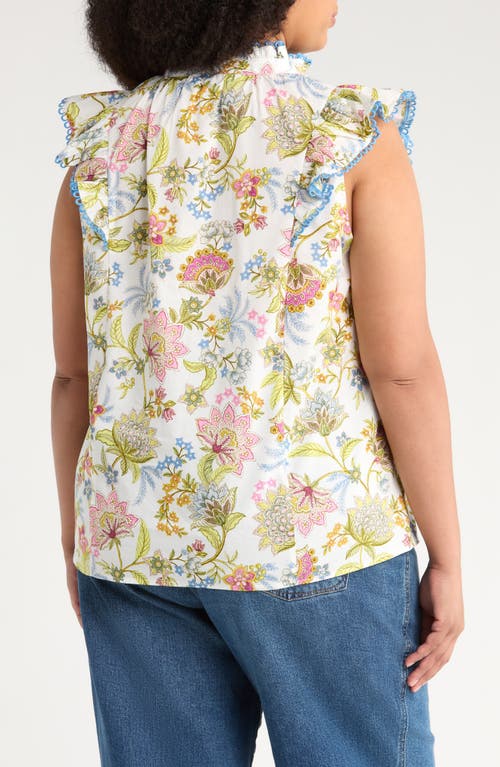 Sugarlips Pany Floral Rayen Rude Top In Pink Green Blue In Multi