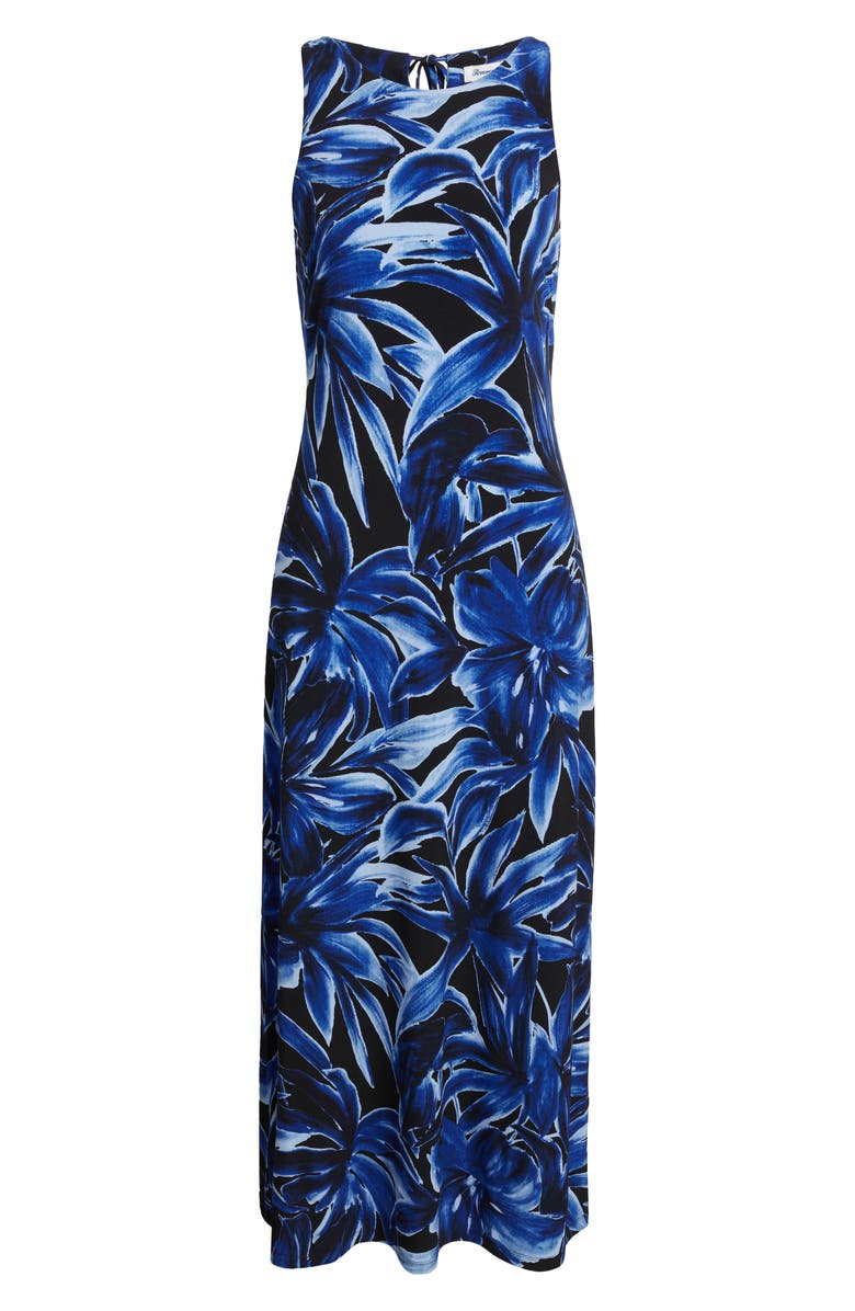 Tommy Bahama Jasmina Bravo Bloom Jewel Neck Maxi Dress, Alternate, color, Black