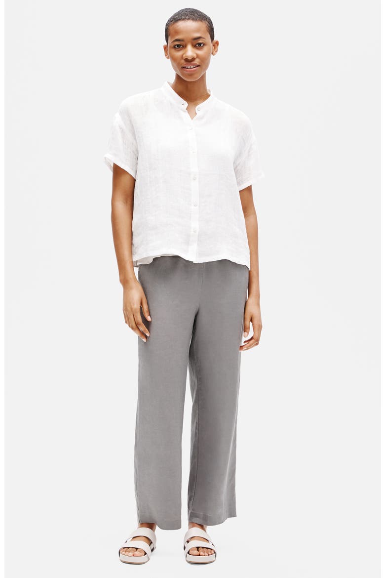 Straight Leg Organic Linen Ankle Pants, Alternate, color, ZINC