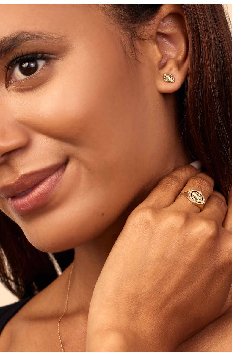 Oradina 14K Yellow Gold Compass Rose Studs, Alternate, color, Yellow Gold