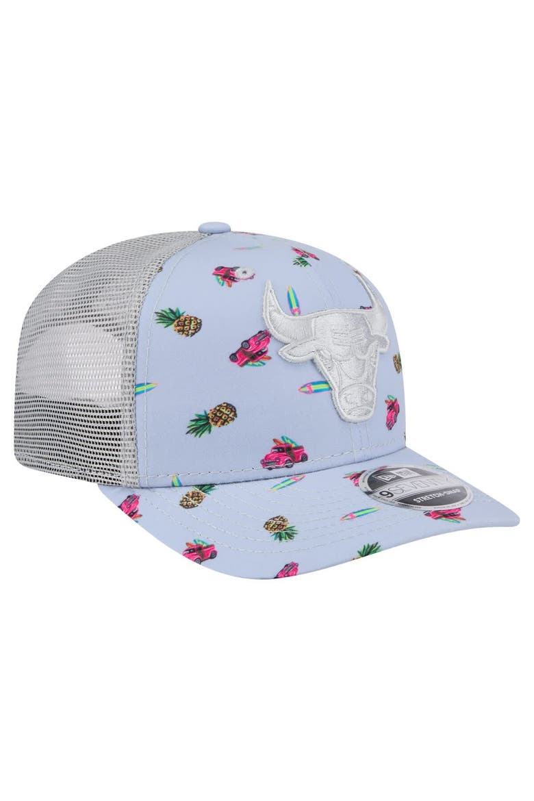 Men's New Era Light Blue/Gray Chicago Bulls Adventure Aloha Pattern 9SEVENTY Stretch-Snap Hat, Alternate, color, Light Blue