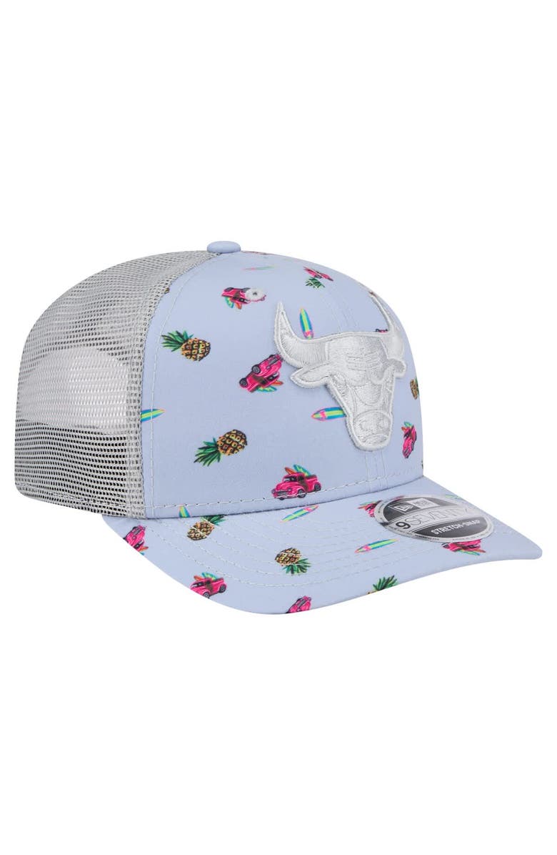 New Era Men's New Era Light Blue/Gray Chicago Bulls Adventure Aloha Pattern 9SEVENTY Stretch-Snap Hat, Alternate, color, Light Blue