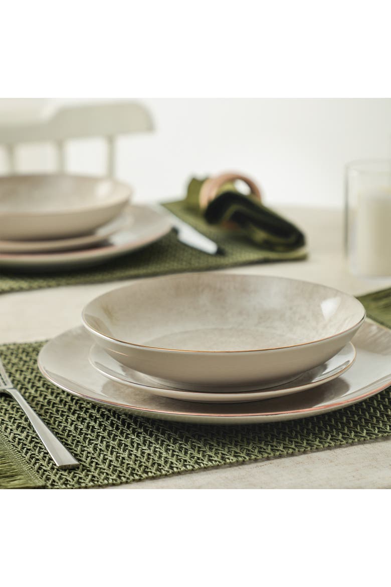 Onyx 12-Piece Dinnerware Set Porcelain, Service for 4, Alternate, color, Beige and Gold