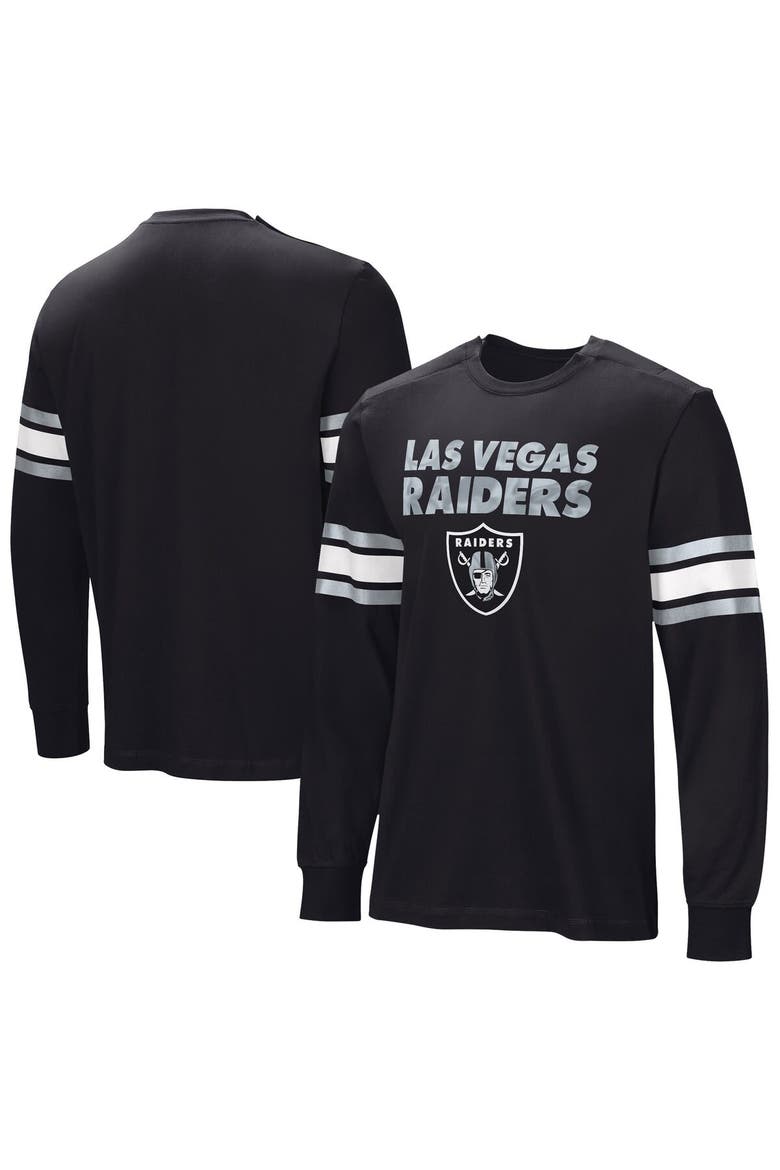 Men's  Black Las Vegas Raiders Hands Off Long Sleeve Adaptive T-Shirt, Alternate, color, Black