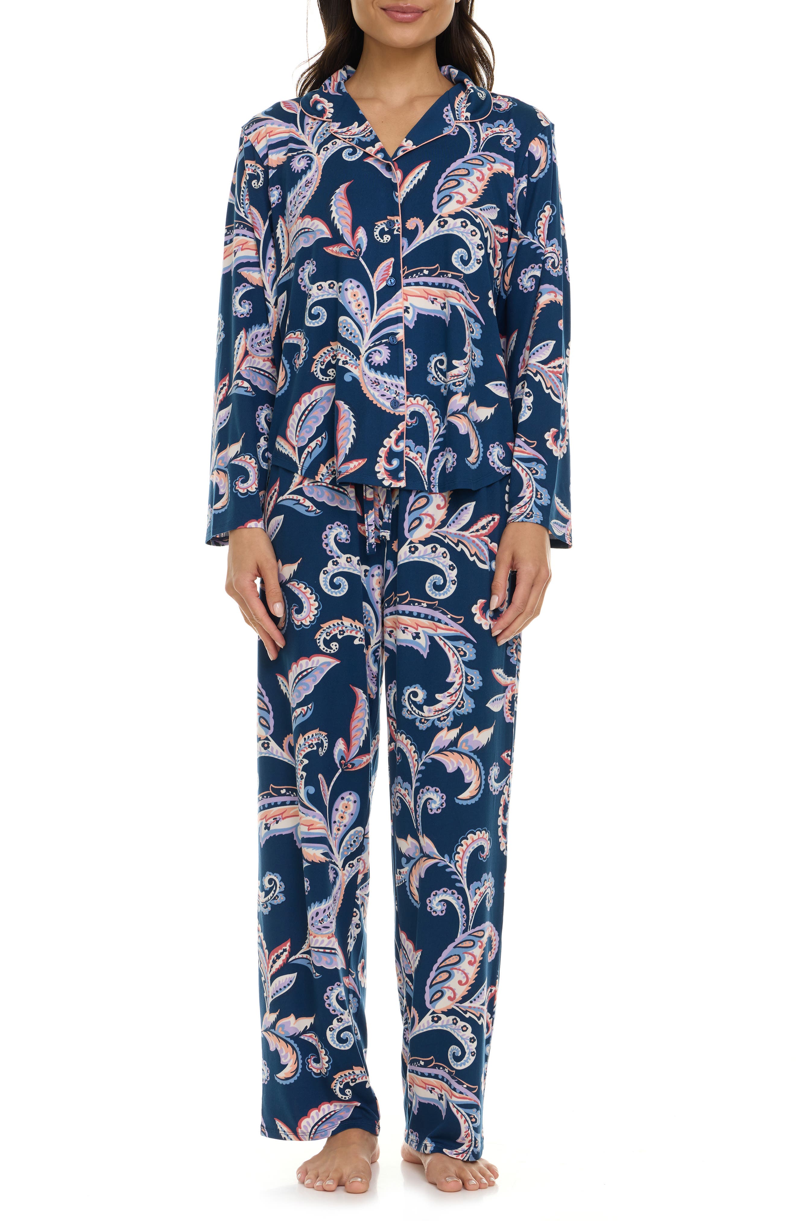 Flora By Flora Nikrooz Lindsey Collared Knit Pajamas