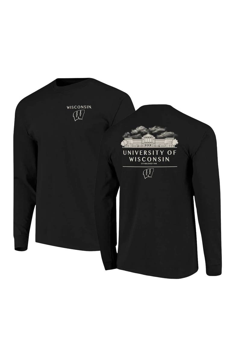 IMAGE ONE Men's Black Wisconsin Badgers Comfort Colors Campus Nights Long Sleeve T-Shirt, Main, color, Black