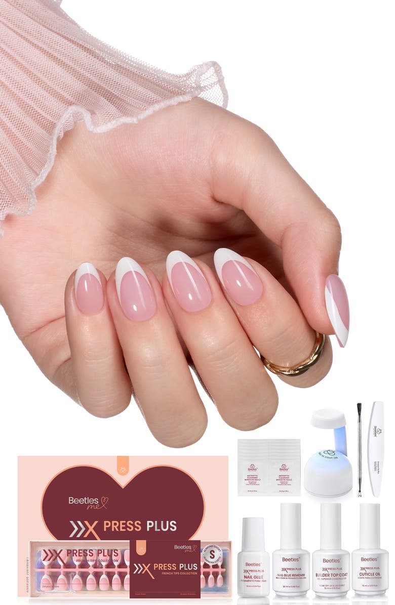 Beetles French Tip Press On Nail Studio Kit Short Almond, Alternate, color, NO COLOR