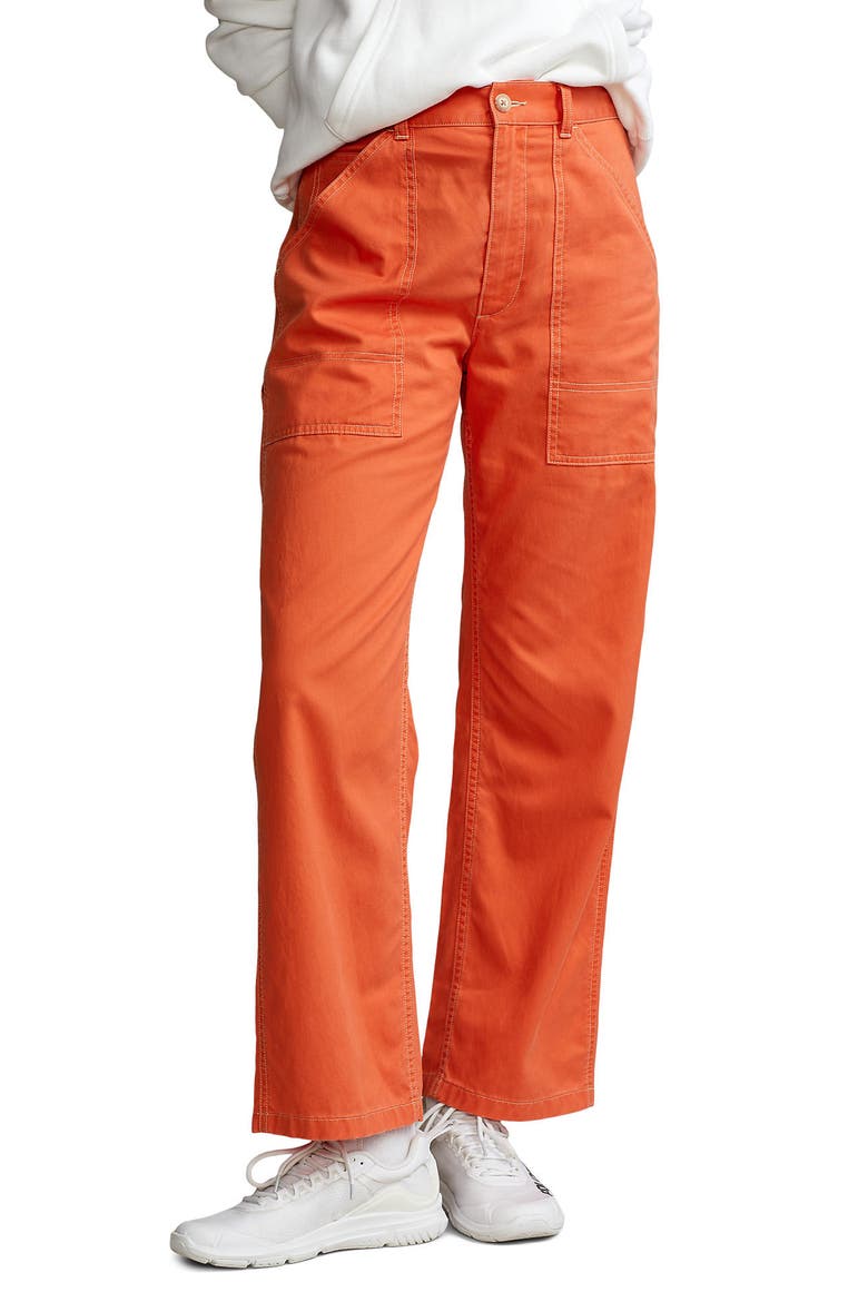 Marge Mid Rise Twill Pants, Main, color, ORANGE
