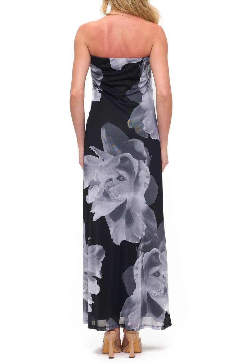 Floral Strapless Gown, Alternate, color, BLACK