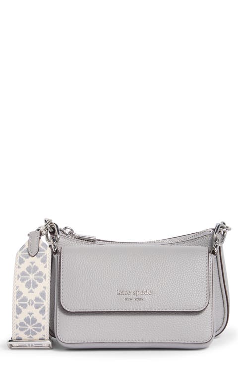 morgan double up pebbled leather crossbody bag
