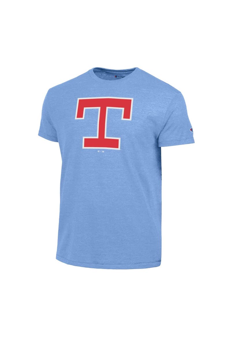Men's Champion  Light Blue Texas Rangers Cooperstown Logo Tri-Blend T-Shirt, Alternate, color, Light Blue