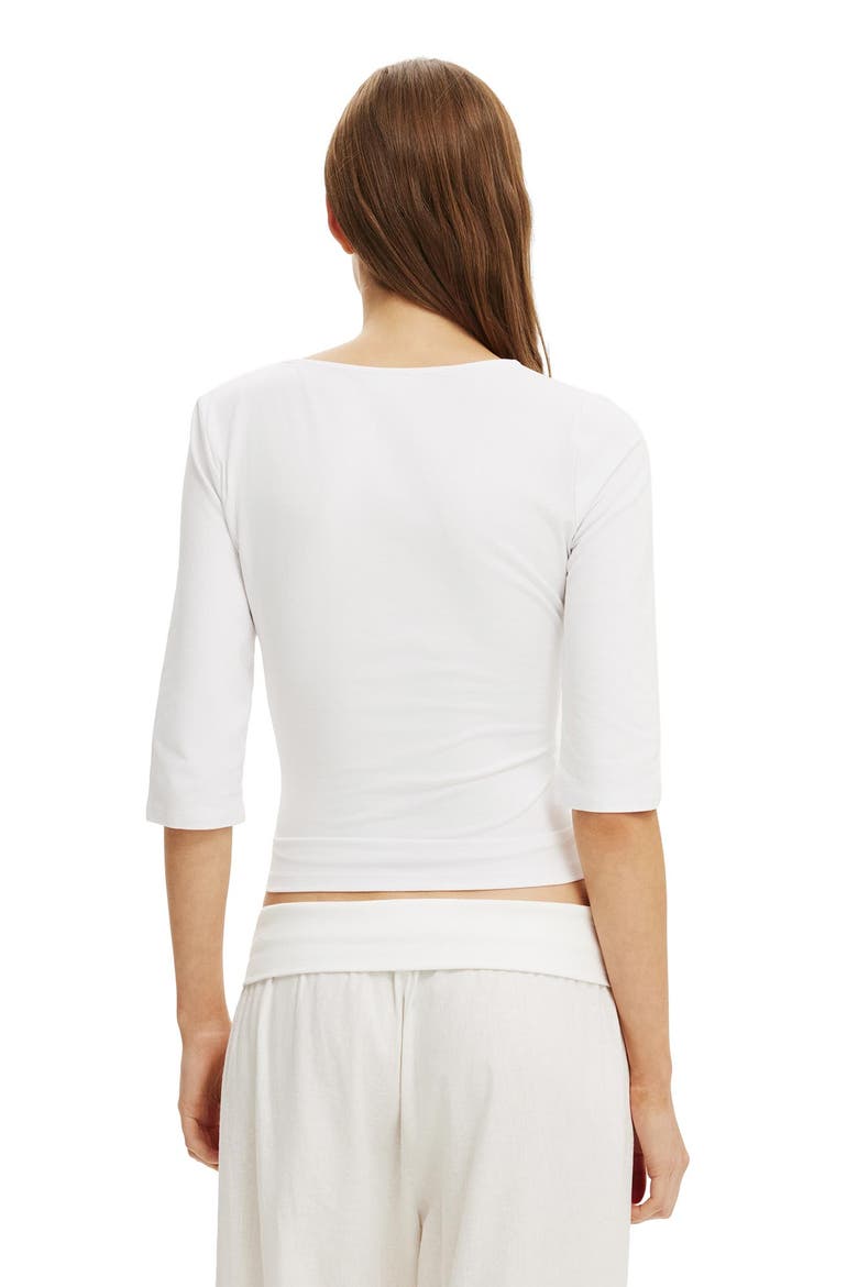 Women's Maple V Neck 3/4 Sleeve, Alternate, color, White